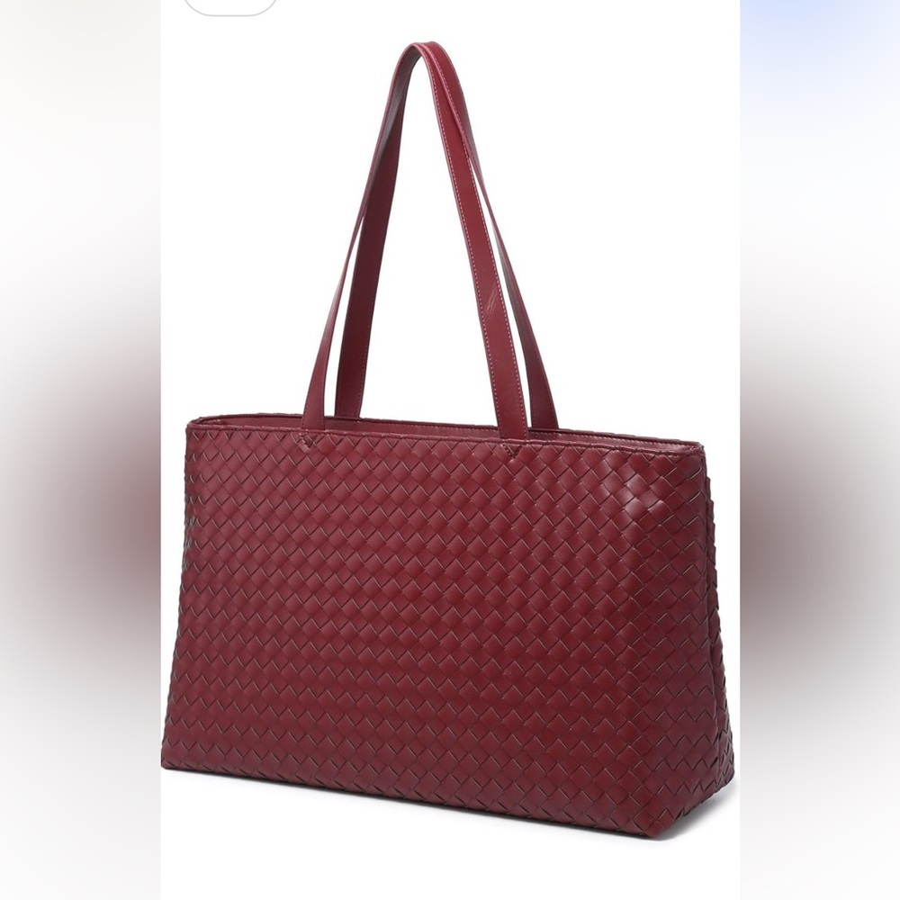 Elegant Burgundy Woven Tote Bag